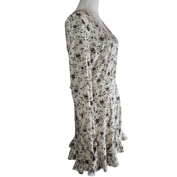 Veronica Beard Riggins Floral Silk Crepe Flounce Mini Dress Beige 4 NWT - Picture 5 of 10